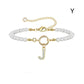 2024 New Fashion Toggle Clasp Initial Bracelet Women A-Z Letter Pendant 6mm Pearl Bracelet For Women Jewelry Gift