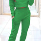 Stand Collar Sports Suit Fashion Pullover Long-sleeves Short Top And Slim Trousers With Pockets Solid Outfits Women's Clothing