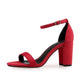 One Word Buckle High Heel Sandals Thick Heel Women