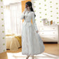Beige Stitching Net Yarn Embroidered Feather Temperament Long Skirt Dress Female Spring Big Put On Ladies New Women's Clothing