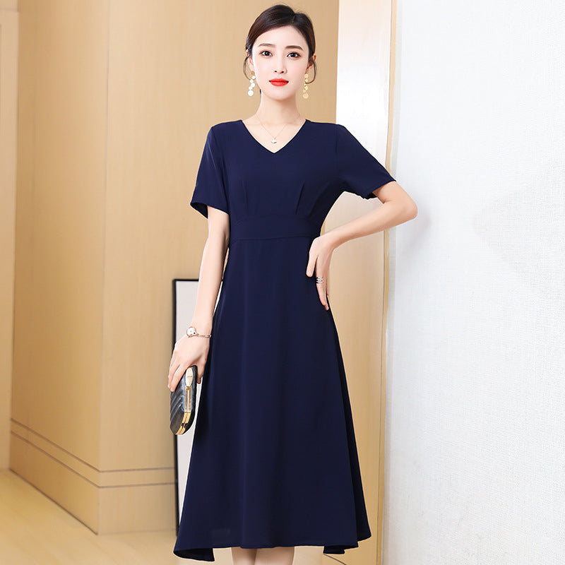 Ladies Short Sleeve V-Neck Slim Summer Dress Female Vestidos New Women'S Clothing