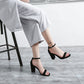 One Word Buckle High Heel Sandals Thick Heel Women