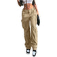 Women's High Waist Pocket Loose Casual Working Pants Straight-leg Pants