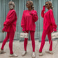 Sweater Suit Womens Casual Loose Long Sleeve Crew Neck Split Top Tight Trousers