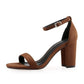 One Word Buckle High Heel Sandals Thick Heel Women