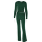 Womens Fashion High Waist Long Sleeve Pants Two-piece Suit