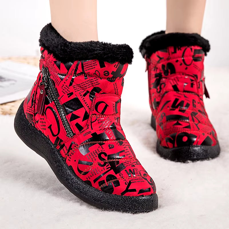 Women Boots 2020 Fashion Waterproof Winter Shoes for Woman Snow Boots Zipper Winter Boots Low Heels Ankle Botas Mujer plus Size