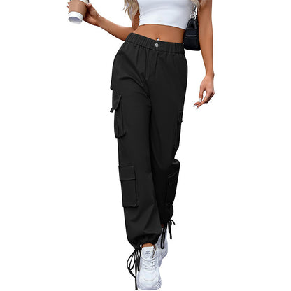 Women's High Waist Pocket Loose Casual Working Pants Straight-leg Pants