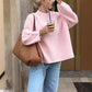 Sweet Crew Neck Pullover Sweater Winter Fashion Loose Long-sleeved Top