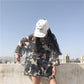 summer loaded Harajuku hollow camouflage hooded seven-point short-sleeved sunscreen clothing student loose bf sunscreen T-shirt female