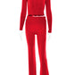 Womens Fashion High Waist Long Sleeve Pants Two-piece Suit