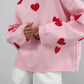 Long Sleeve Loose Heart-Shaped round Neck Sweater for Women Autumn and Winter