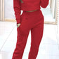 Stand Collar Sports Suit Fashion Pullover Long-sleeves Short Top And Slim Trousers With Pockets Solid Outfits Women's Clothing