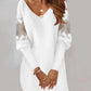 Long-sleeved V-neck Dress Spring And Autumn New Style Lace Splicing Dress For Womens Clothing