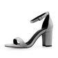 One Word Buckle High Heel Sandals Thick Heel Women