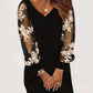 Long-sleeved V-neck Dress Spring And Autumn New Style Lace Splicing Dress For Womens Clothing