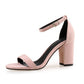 One Word Buckle High Heel Sandals Thick Heel Women