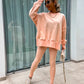 Sweater Suit Womens Casual Loose Long Sleeve Crew Neck Split Top Tight Trousers