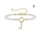 2024 New Fashion Toggle Clasp Initial Bracelet Women A-Z Letter Pendant 6mm Pearl Bracelet For Women Jewelry Gift