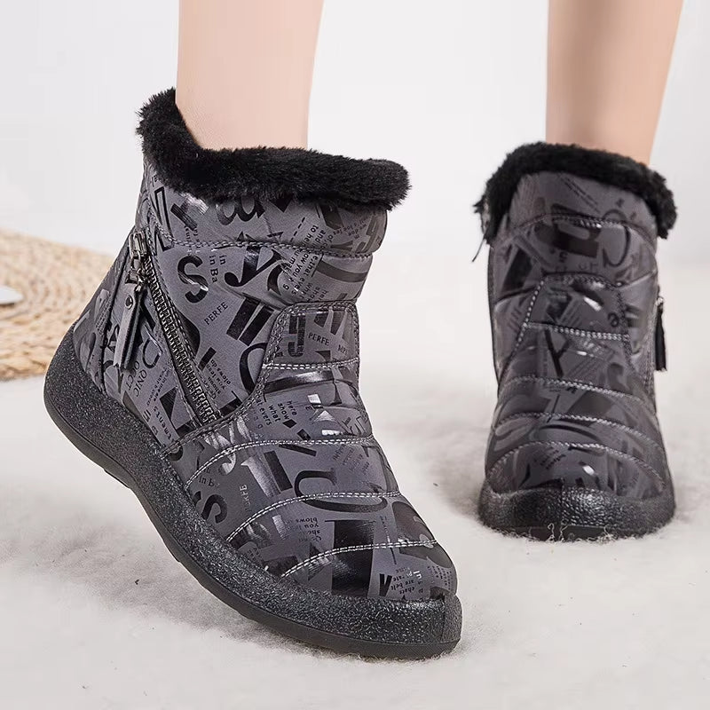 Women Boots 2020 Fashion Waterproof Winter Shoes for Woman Snow Boots Zipper Winter Boots Low Heels Ankle Botas Mujer plus Size