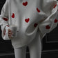 Long Sleeve Loose Heart-Shaped round Neck Sweater for Women Autumn and Winter