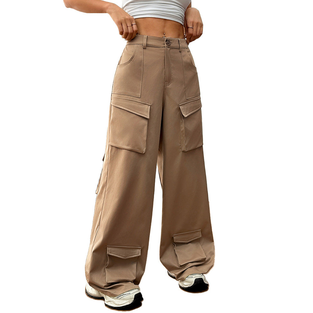 Women's Loose Casual Wide-leg Trousers Pocket Overalls