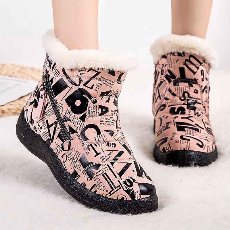 Women Boots 2020 Fashion Waterproof Winter Shoes for Woman Snow Boots Zipper Winter Boots Low Heels Ankle Botas Mujer plus Size