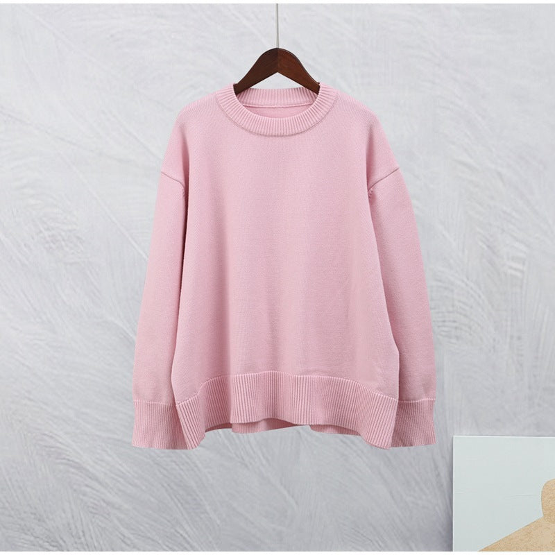 Sweet Crew Neck Pullover Sweater Winter Fashion Loose Long-sleeved Top