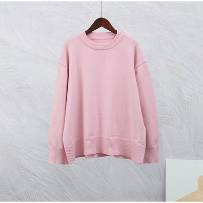Sweet Crew Neck Pullover Sweater Winter Fashion Loose Long-sleeved Top