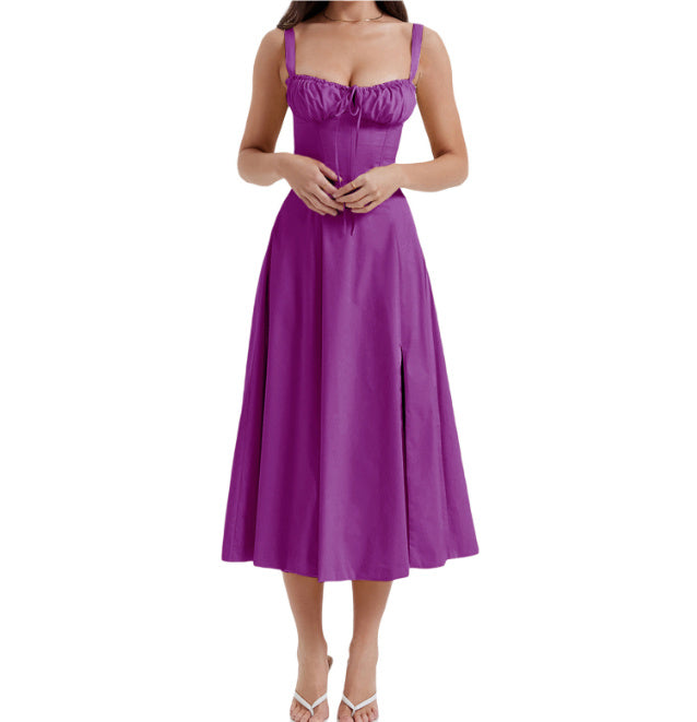 Seaside Vacation Sling Back Cross Tied Slim Fit Overknee Dress